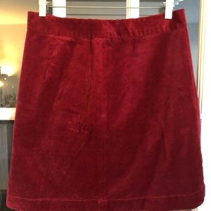 LOFT Corduroy A-Line Skirt in Burgundy